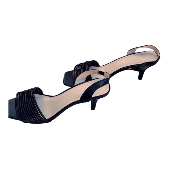 NEW HALSTON, HONG KONG SLING BACK STRAPPY LEATHER HEEL SANDALS 7.5 - Picture 8 of 10